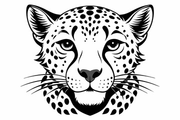cheetah head line art silhouette vector illustration