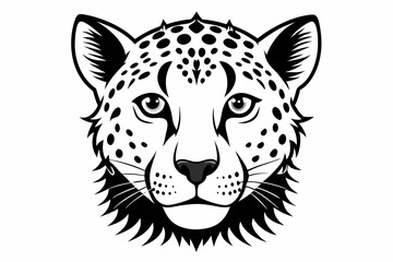 cheetah head line art silhouette vector illustration