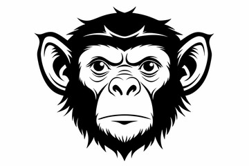 chimpanzee head line art silhouette vector illustration