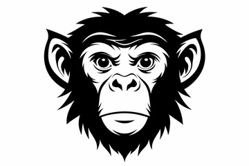 Obraz premium chimpanzee head line art silhouette vector illustration