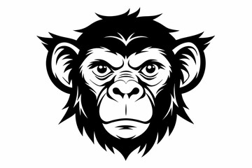chimpanzee head line art silhouette vector illustration