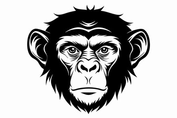 Fototapeta premium chimpanzee head line art silhouette vector illustration