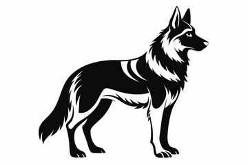 german shepherd line art silhouette vector illustration