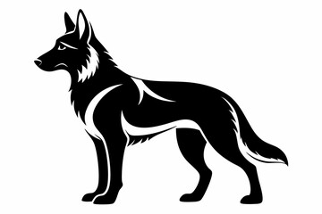 german shepherd line art silhouette vector illustration