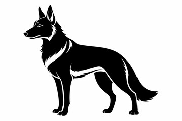 german shepherd line art silhouette vector illustration