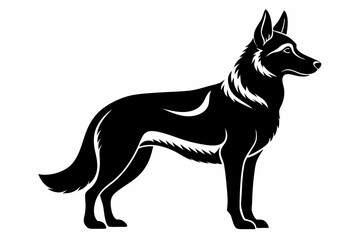german shepherd line art silhouette vector illustration