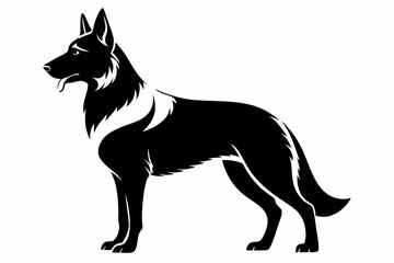 german shepherd line art silhouette vector illustration