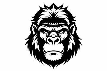 Obraz premium gorilla head line art silhouette vector illustration