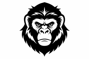 Obraz premium gorilla head line art silhouette vector illustration