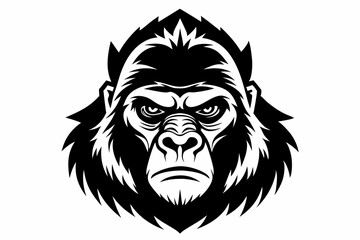 gorilla head line art silhouette vector illustration