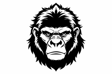 gorilla head line art silhouette vector illustration
