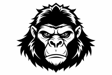 gorilla head line art silhouette vector illustration