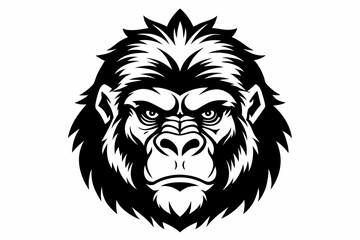 Obraz premium gorilla head line art silhouette vector illustration