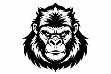 Obraz premium gorilla head line art silhouette vector illustration