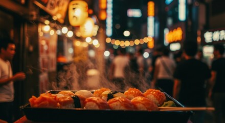 Savory Sushi and Ramen in Shibuya's Neon Nights