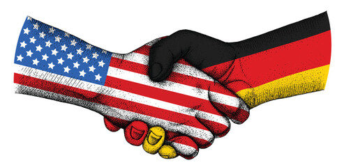 Handshake with flags of Germany and USA