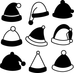 illustrated Christmas hats set