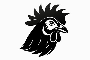 Obraz premium hen head line art silhouette vector illustration