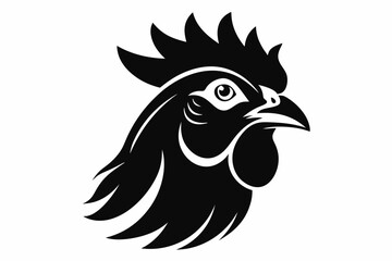 hen head line art silhouette vector illustration
