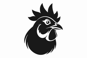 hen head line art silhouette vector illustration