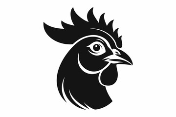 hen head line art silhouette vector illustration