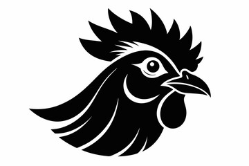 hen head line art silhouette vector illustration
