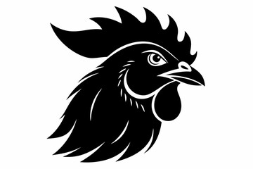 Obraz premium hen head line art silhouette vector illustration