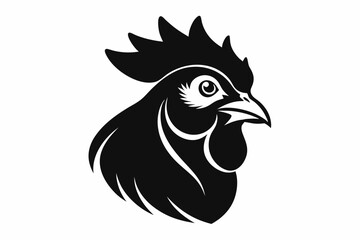 hen head line art silhouette vector illustration