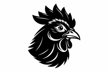 hen head line art silhouette vector illustration