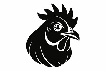 hen head line art silhouette vector illustration