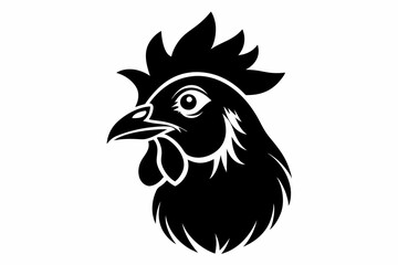 hen head line art silhouette vector illustration