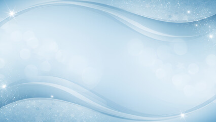 background featuring delicate star patterns and flowing arabesque curves in soft sky blue and silver tones