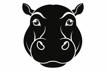 hippo head line art silhouette vector illustration