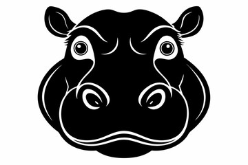 hippo head line art silhouette vector illustration