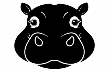 hippo head line art silhouette vector illustration