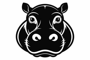 hippo head line art silhouette vector illustration