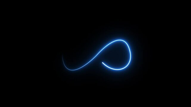 Neon style motion line icon infinite abstract neon glow color moving seamless art loop background glowing lines on dark background. Lights moving infinity sign. style motion line rendering Infinity.
