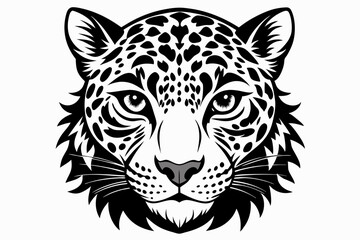 leopard head line art silhouette vector illustration