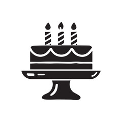 Black cake icon and foo logo, vector illustration design on white background.