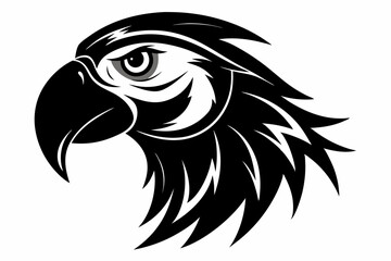 macaw head line art silhouette vector illustration