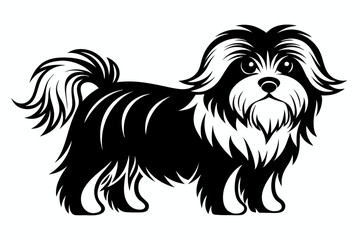 maltese dog line art silhouette vector illustration