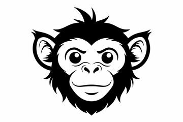 monkey head line art silhouette vector illustration