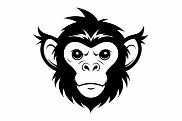 monkey head line art silhouette vector illustration