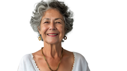 Portrait of smiling senior woman with transparent background