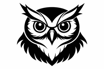 owl head line art silhouette vector illustration
