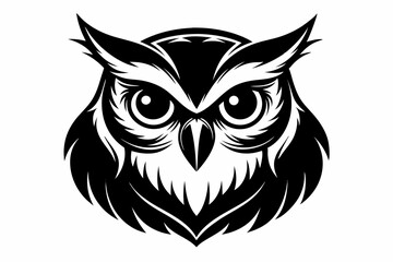 owl head line art silhouette vector illustration