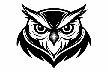 owl head line art silhouette vector illustration