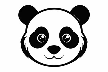 panda head line art silhouette vector illustration