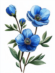 Blue  spring flower isolated on white background
