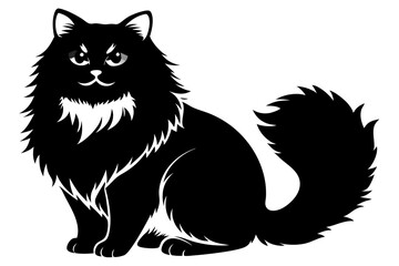 persian cat line art silhouette vector illustration